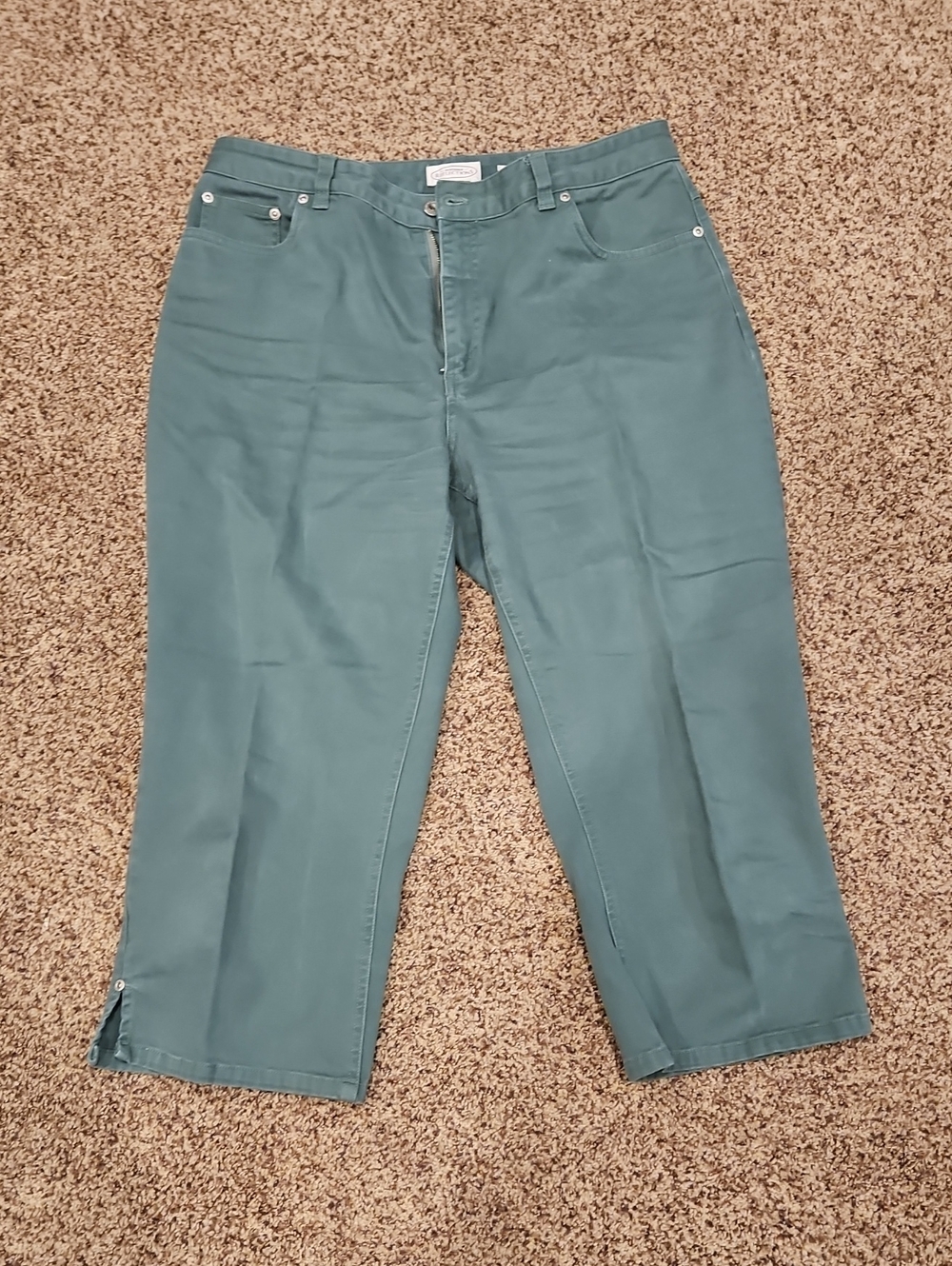 Northern Reflections Teal Cropped Straight-Leg Jeans